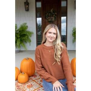 NEW DOUBLE ZERO perfect pumpkin patch long sleeve sweater in brown